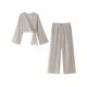 thumbnail image 1 of Conjunto de dos piezas de moda para mujer, camisas caqui con cordones y pantalones vintage de cintura alta con cremallera frontal, conjuntos de pantalones elegantes para mujer, 1 of 5