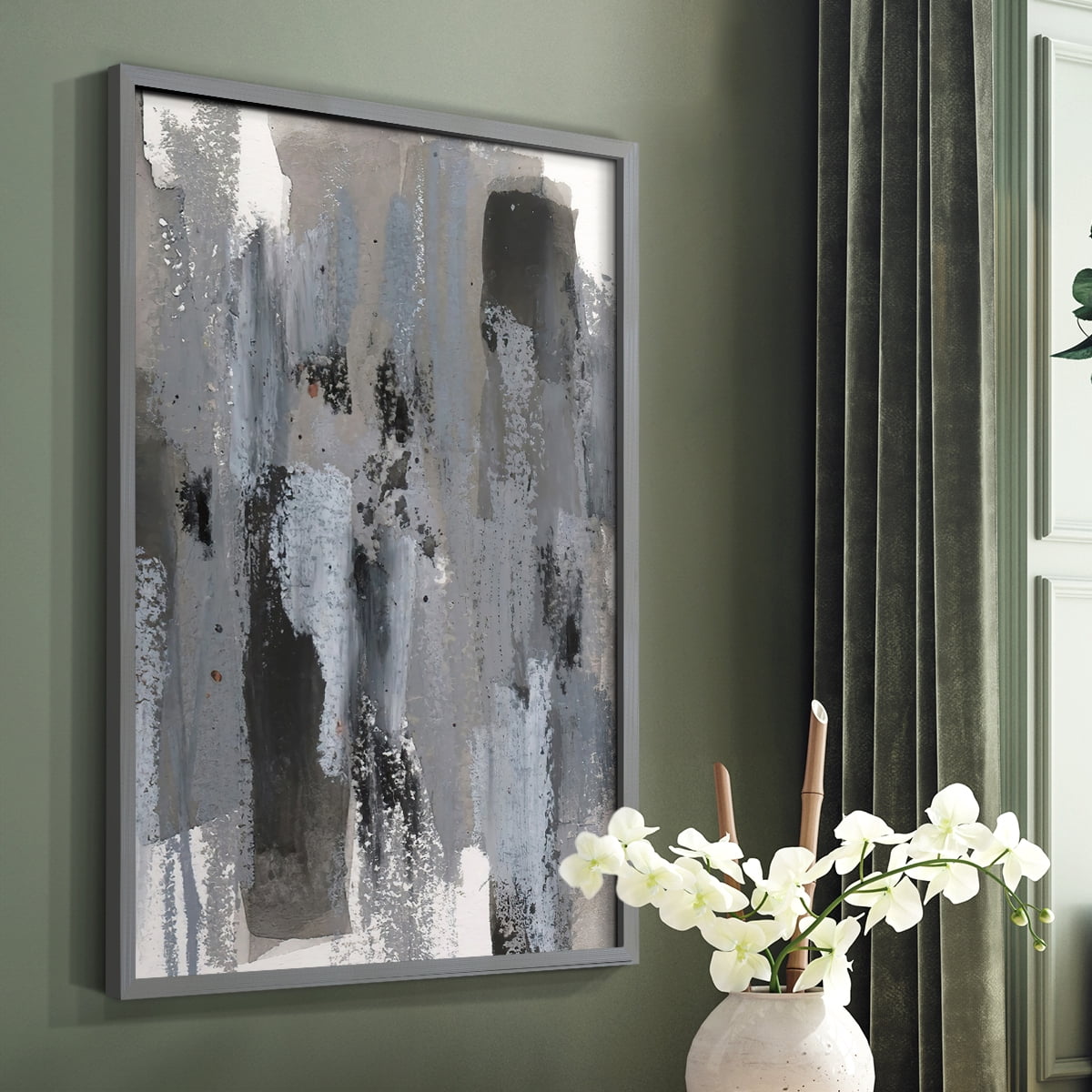Loft Pastel IV Framed Print in Gray Solid Wood Framed Print No Nail Hanging