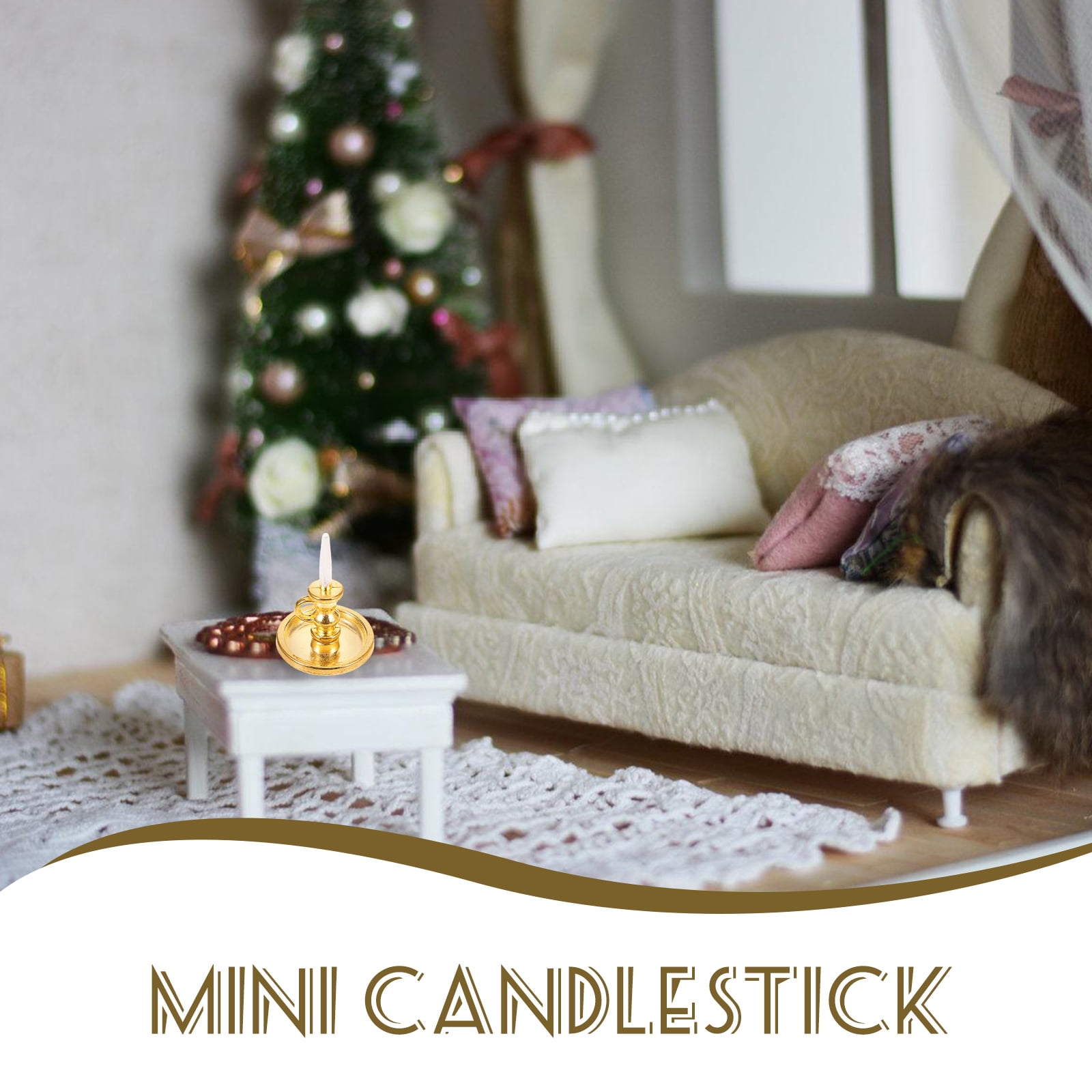 1:12 Scale Miniature Candelabra - 2 Pack Golden Alloy Three-Head Candle Lamp For Dollhouse Decor - View #9