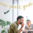 thumbnail image 6 of One Sweet Year Banner, First Birthday Anniversary Party Decorations Supplies for Boys Girls, Sweet One Bunting Sign, 1st Bday Baby Shower Hanging Ornament, Pre-strung, Photo Props, Gold Glitter, 6 of 6