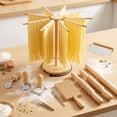 thumbnail image 6 of Hyindoor 11PCS Pasta Making Tools, Rotatable Pasta Drying Rack, 3 Size Threaded Rolling Pins, Long Rolling Pin, Gnocchi Board, Dough Cutter, Wheel Cutter, 2 Stamps, Stuffing Spoon, 6 of 8