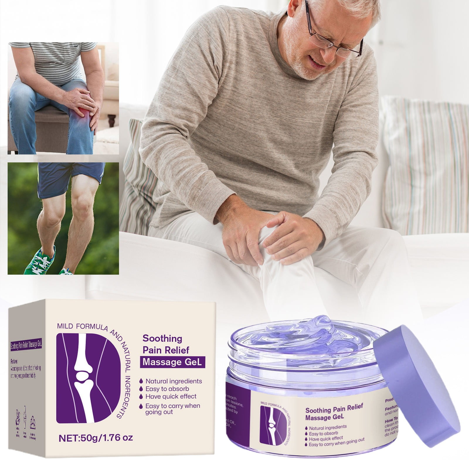 Lovilds Turmeric & Emu Oil Arthritis Soothing Pain Relief Massage Gel, Joint Pain Relief Purple Gel, Joint Therapy Pain Relief Cream, Joint Pain Relief Cream for Back, Neck, Hands, Knee (1Pc) -