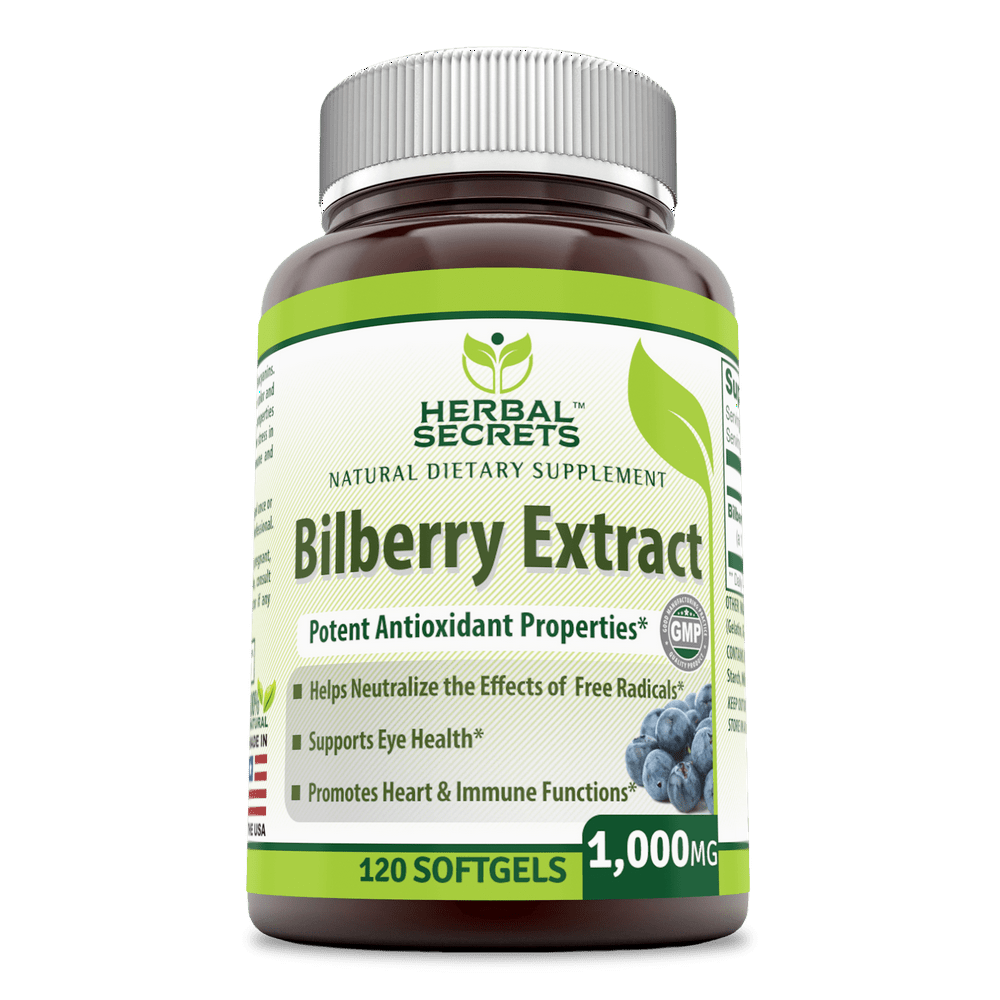 Herbal Secrets Bilberry Extract 1000 mg Helps Neutralize the effects