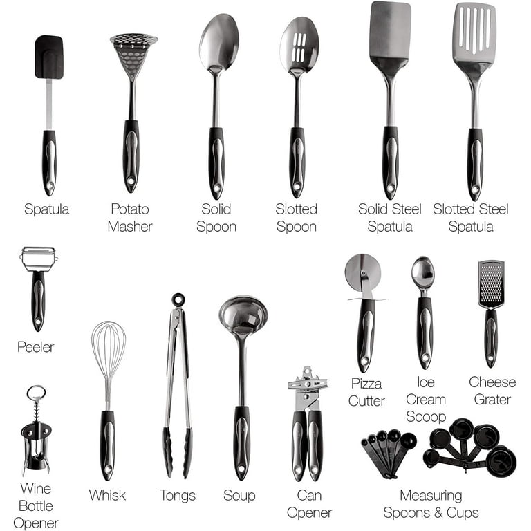 25-Piece Stainless Steel Kitchen Utensil Set | Non-Stick Cooking Gadgets  and Tools Kit | Durable Dis…See more 25-Piece Stainless Steel Kitchen  Utensil
