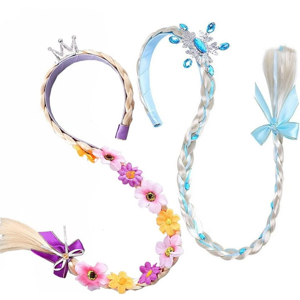 Set de peluquín de princesa Yosbabe, Rapunzel, Elsa, peluca para niñas