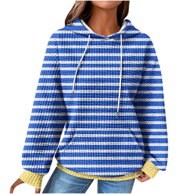 Yuyuzo Sweat à Capuche pour Femmes Manches Longues Pull Décontracté à Blocs de Couleur avec Poches