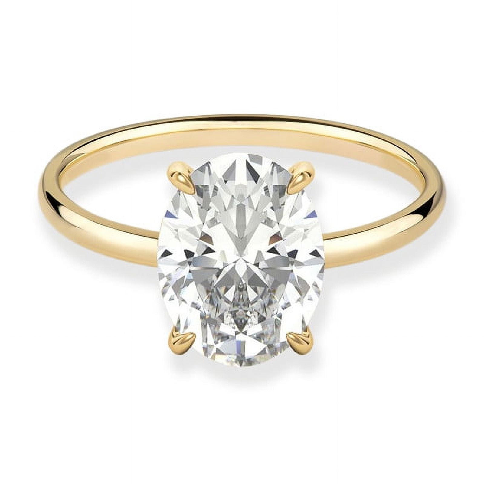 Cora Jewellery 2.72CT Oval Moissanite Solitaire Engagement Ring for Women, 14K Yellow Gold