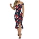 thumbnail image 1 of Gibobby Vestidos de fiesta elegantes Vestido de para mujer con estampado de hendidura suelta en frío Vestido floral con dobladillo con volantes(Rojo,XL), 1 of 5
