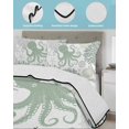 thumbnail image 4 of Quilts Twin XL Size, Sage Green Octopus Coastal Soft Comforter Bedding Set for Bed, Nautical Coral Starfish Lightweight Quilted Bedspread with Pillow Cover(2 Pieces) for All Season, 68x98 Inch, 4 of 6