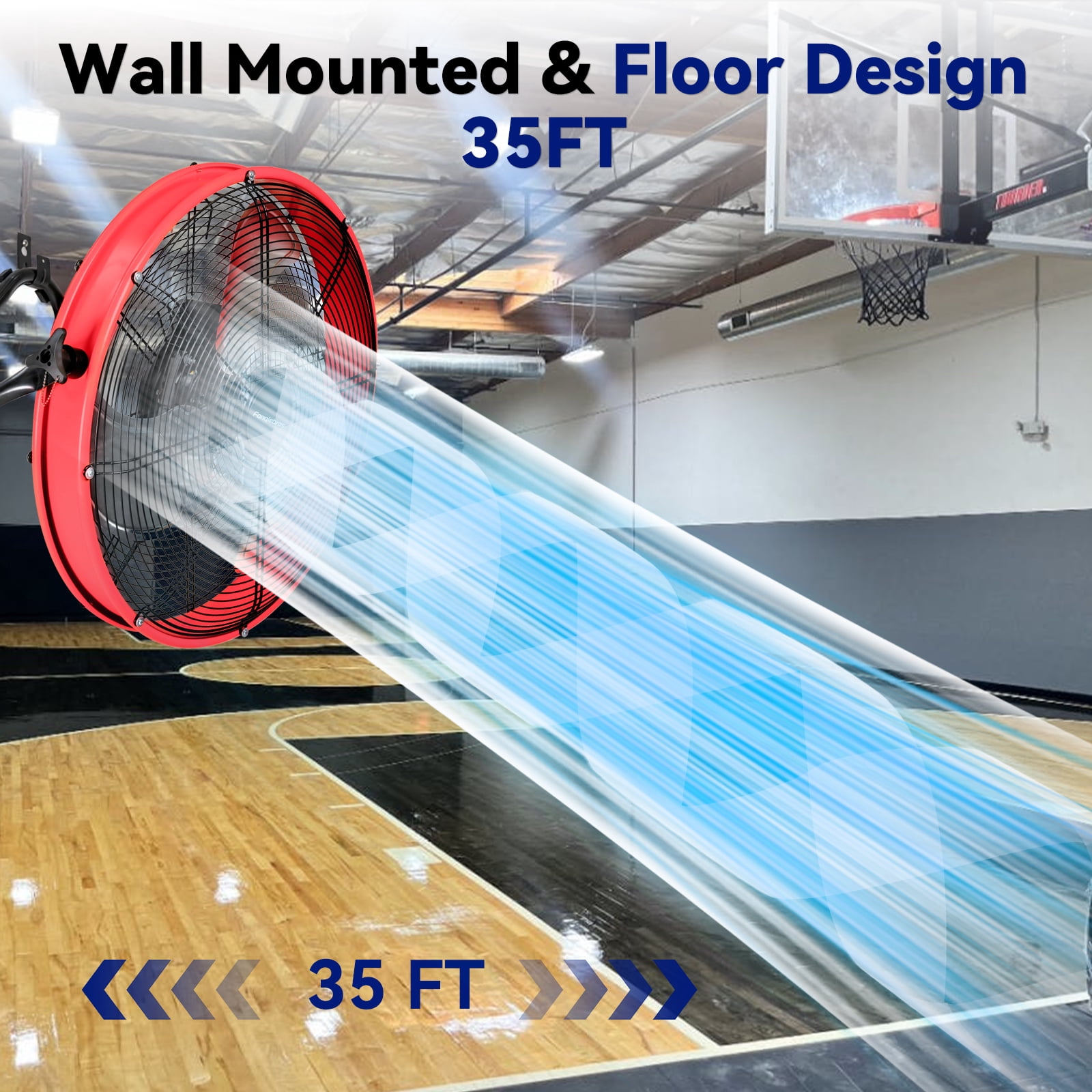 20" High Velocity Metal Floor Drum Fan,4500 CFM Heavy Duty Industrial Shop Fan, 3 Speed, 360 Degree Tilt, Wall Mounted & Floor Design for Warehouse, Commercial, Barn, Garage - UL Safety Listed