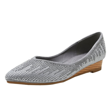 

Fsqjgq Womens Business Casual Shoes Size 9 Allover Rhinestone Slip On Loafers for Women Casual Shoes Single Shoes Sandals for Women Casual Cusp Toe High Heeled Pump Grey 39