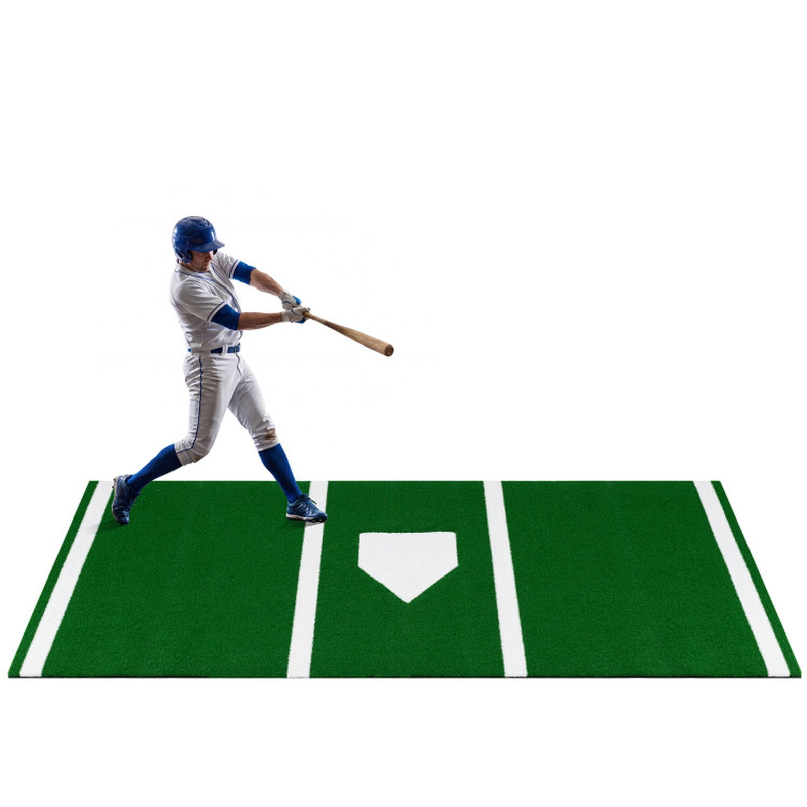 Airfind 10 ft x 3.8 ft Baseball and Softball Batter Practice Mat with needle-punched home plate markings and diamond-emboss rubber backing for switch-hitter drills, Green