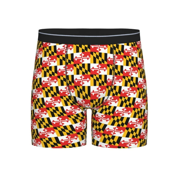 Men Maryland Flag Pattern Boxer Briefs Moisture Wicking Funny Boxer Shorts