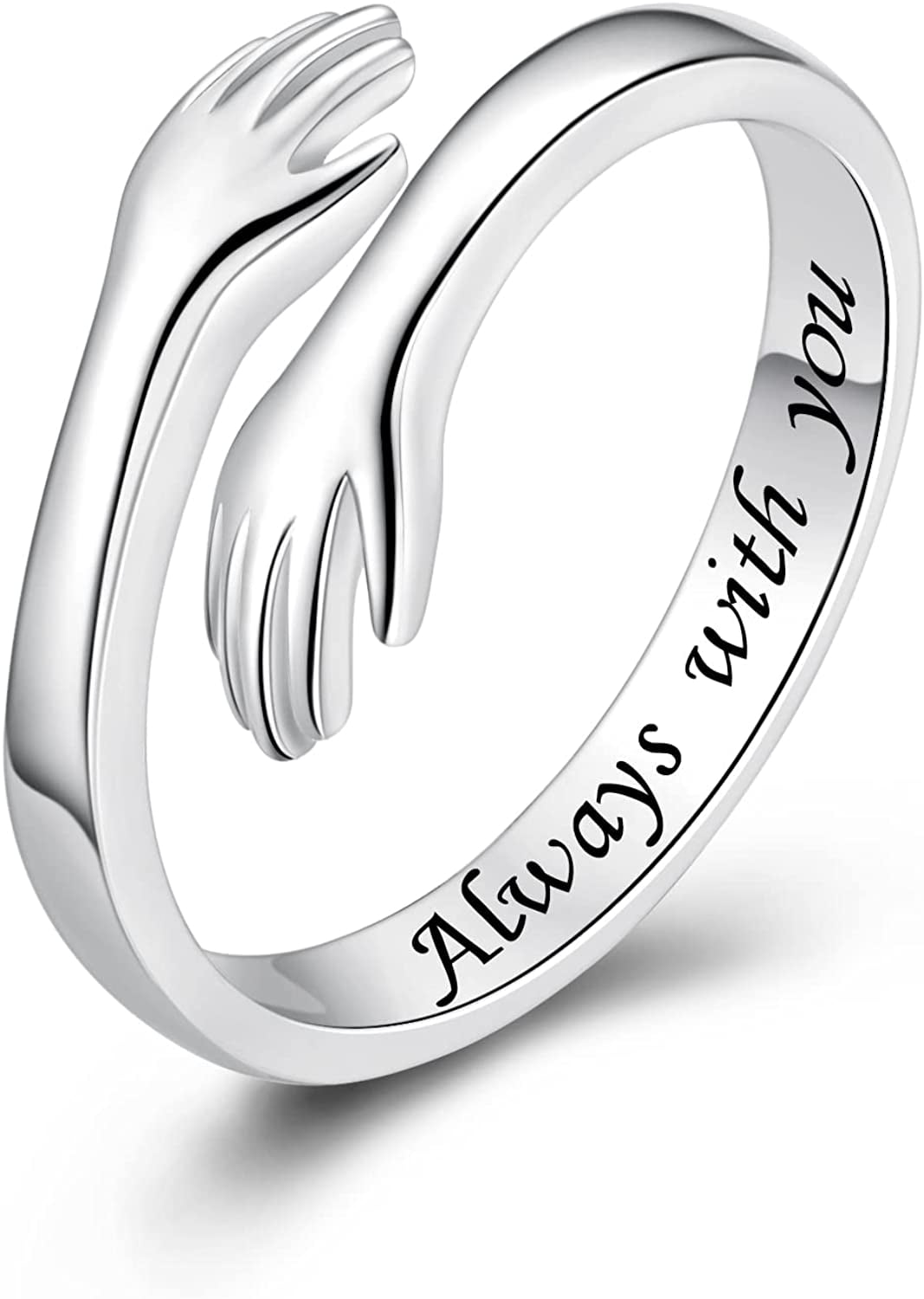 Handmade Statement Ring-925 Sterling Silver Hug Ring Engagement Vintage Finger Love Promise Ring Silver Couples Wedding Friendship Rings for Women Girl Jewelry 