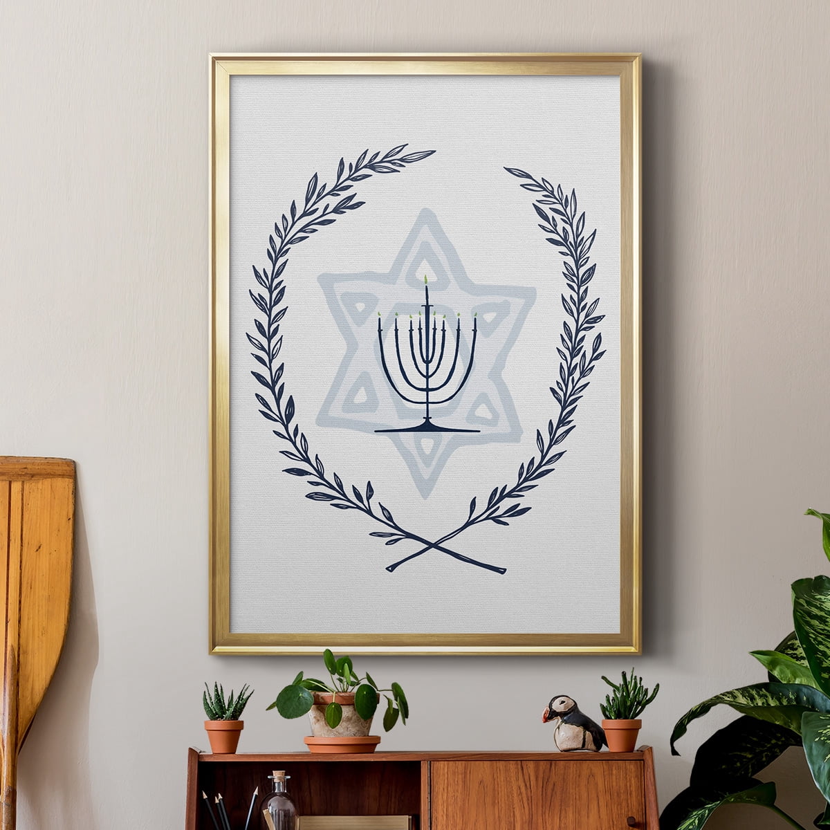 Happy Hanukkah I Premium Framed Print - Ready to Hang