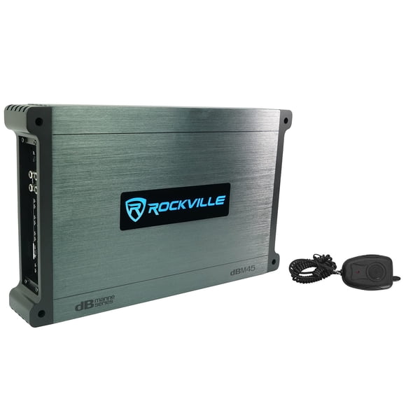 Amplificador marino Rockville DBM45 de 4 canales, 2000 W, pico, resistente al agua