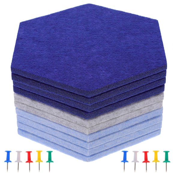 SHISUYAN 10pcs Wall Adhesive Pin Board Picture Photo Display Pin Board Decorative Felt Hexagon Board With Drawing Pin
