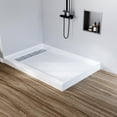 thumbnail image 1 of Bingirl Non-Slip SMC Shower Base with Drain Pipe and 304 Stainless Steel Rectangular Drain Cover - Single Threshold Shower Tray Kit for Bathroom (White), 1 of 7