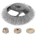 thumbnail image 1 of Wire Brush Trimmer Head, 8 Inch Wire Brush Cutter Trimmer Head with Adapter Kit, Rotary Weed Brush Steel Wheel Blade for Garden Brick Road Pavement Joints Moss Rust Removal (Fine Steel Wire 8 Inch), 1 of 7