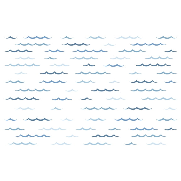 Blue Ocean Waves Wall Stickers 100pcs Minimalist Sea Waves Wall Decor Curved Lines Sticker Vinyl DIY Decor Art for Kids Bedroom Baby Nursery