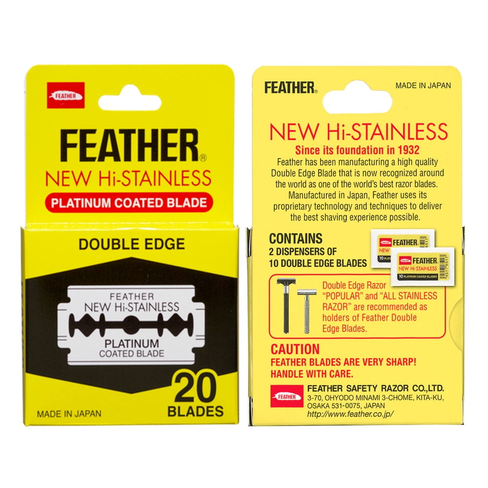 Feather New HiStainless Platinum Coated Double Edge Blade (1 Pack x 20