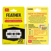 Feather New Hi-Stainless Platinum Coated Double Edge Blade (1 Pack x 20 Blades)