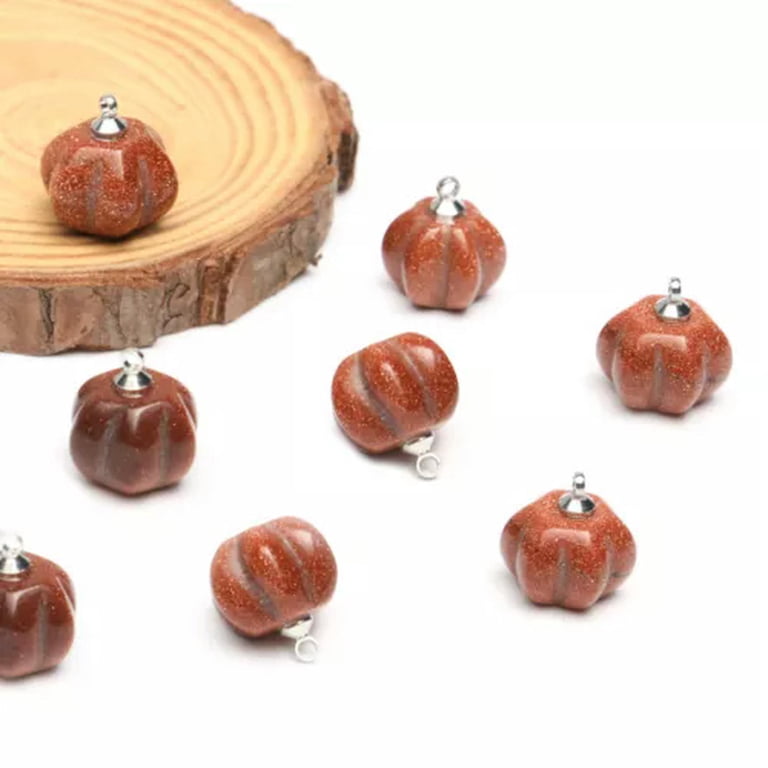 Mini Natural Chakra Crystal Pumpkin Pendant - Healing Stone Carving Necklace For Reiki & Jewelry Making