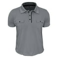 thumbnail image 5 of YLSDY Men's Button Collared Shirts Short Sleeve Casual Button Moisture Wicking Shirt Summer Collar Golf Tee Top with Pocket Gray XXL, 5 of 5