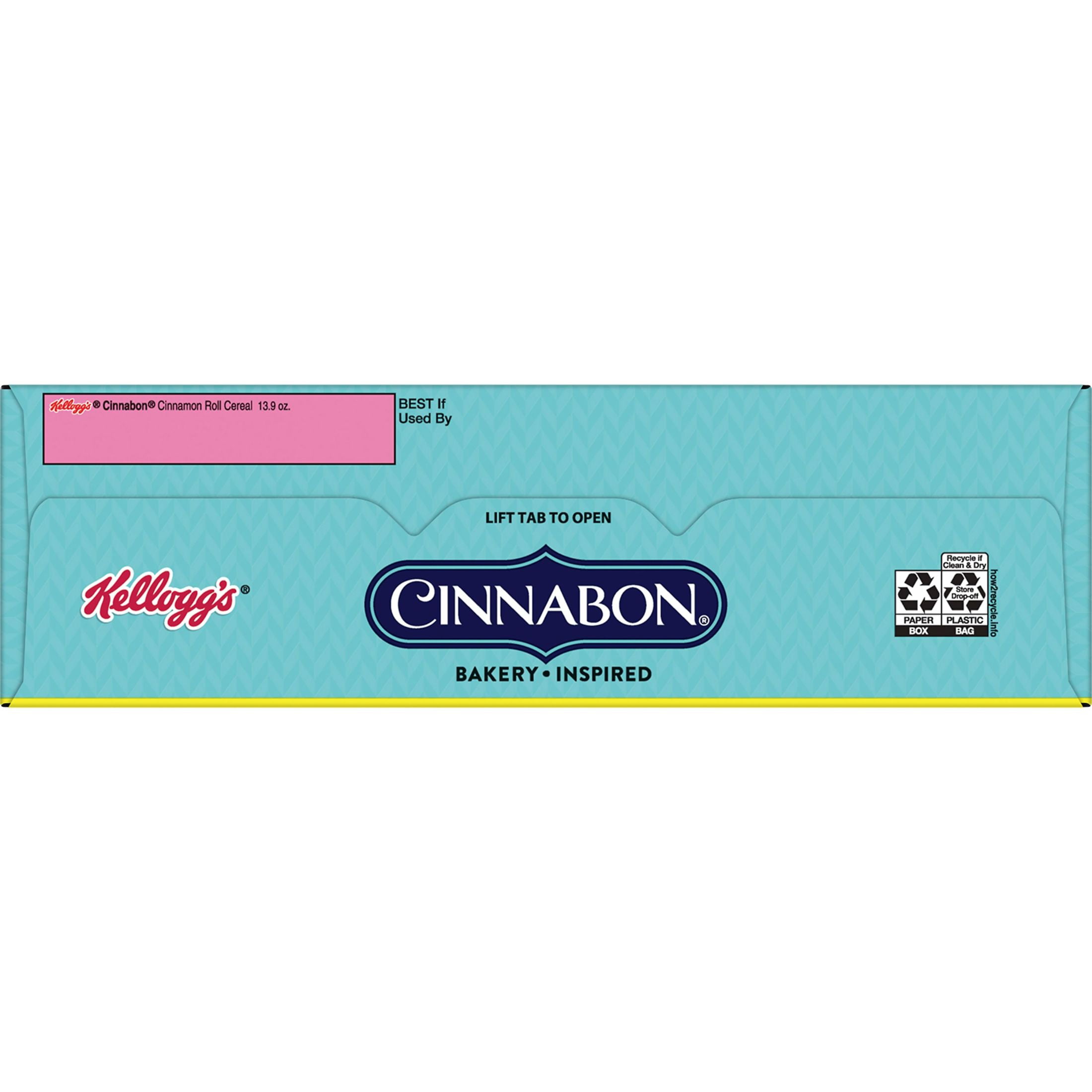 Kellogg's Cinnabon Cold Breakfast Cereal, 7 Vitamins and Minerals, Kids Snacks, Family Size, Original, 13.9oz Box (1 Box)