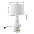 thumbnail image 6 of JONATHAN Y Bowen 27.5" Contemporary Transitional Ceramic Gourd LED Table Lamp, White/Brass Gold, JYL4023D, 6 of 7