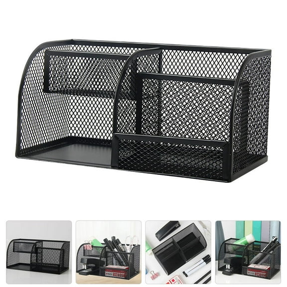 Toyvian Household Black Metal Table Organizer Convenient Desk Organizer Office Supply Storage