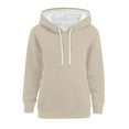 thumbnail image 3 of TRUBKH hoodies for women Fleece Sweatshirts womens long sleeve tops comfrt hoodie pullover sweaters for women Autumn Solid Color Pocket Loose Casual Long Sleeved Hooded Sweatshirt Beige L, 3 of 3