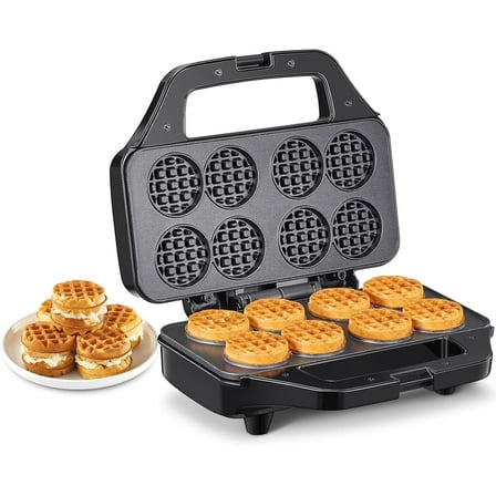 Reemix Mini Waffle Maker, 8-Square Non-Stick Waffle Iron, Compact & Fast Heating, Perfect for Kids, Family Breakfast, or Party Snacks