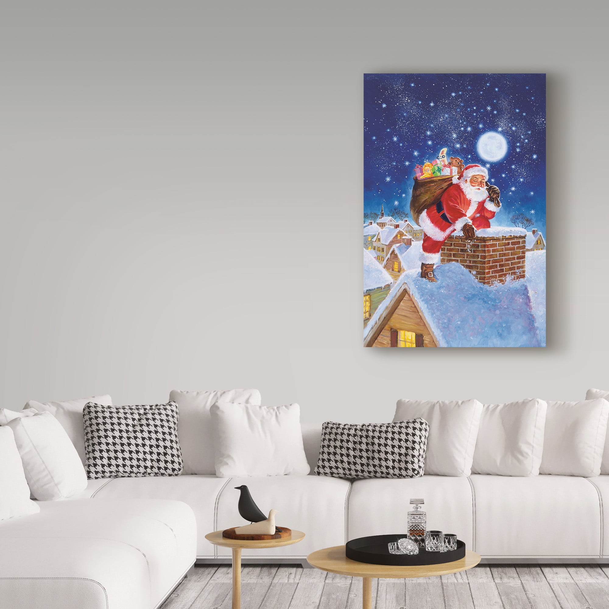 Trademark Fine Art 'Santa On Rooftop' Canvas Art by Hal Frenck