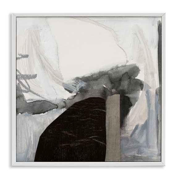 Stupell Industries Contemporary Curved Black Forms Scribbled Shapes Abstract White Framed Giclee Art, 12 x 12, by Victoria Barnes