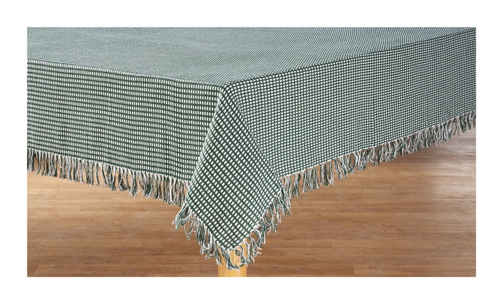 Lintex Linens Homespun Check 100% Cotton Woven Fringed Tablecloth 60"X120", Hunter