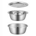 thumbnail image 1 of Cabilock 3pcs Vegetable Cutter Basket Slicer Set Kitchen Strainer Colander Stainless Steel Grater Fruit Drain Bowl Food Container for Home Use, 1 of 4
