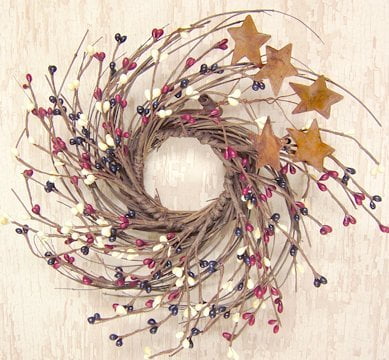 Country Mix Small 10 Inch Wreath - Red White and Blue Pip Berries