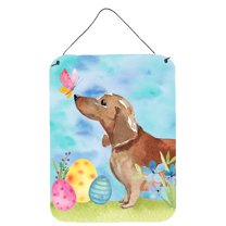Red Tan Dachshund Easter Wall or Door Hanging Prints