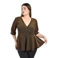 thumbnail image 4 of Blusa corte peplum con brillo Roman Fashion /Tallas Extras, 1759 (Cobre) cafe 40, 4 of 6