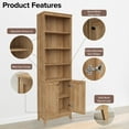 thumbnail image 6 of Prepac Yaletown Bookcase with Doors, Oak Storage Cabinet with Doors and Shelves, Accent Cabinet 23.75" W x 79.50" H x 12.25" D, OSBR-2310-1, 6 of 13
