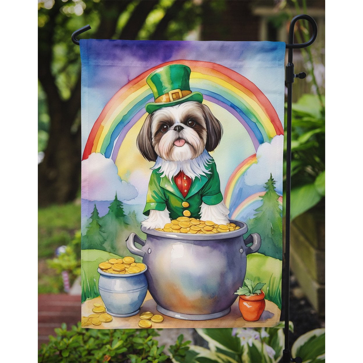 Shih Tzu St Patrick's Day Garden Flag 11.25 in x 15.5 in