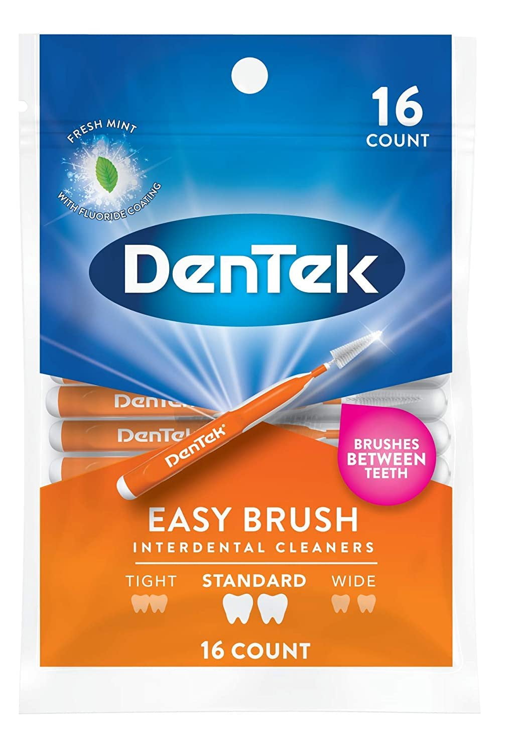 DenTek Easy Brush Flexible Handle Interdental Brushes, 16 Count
