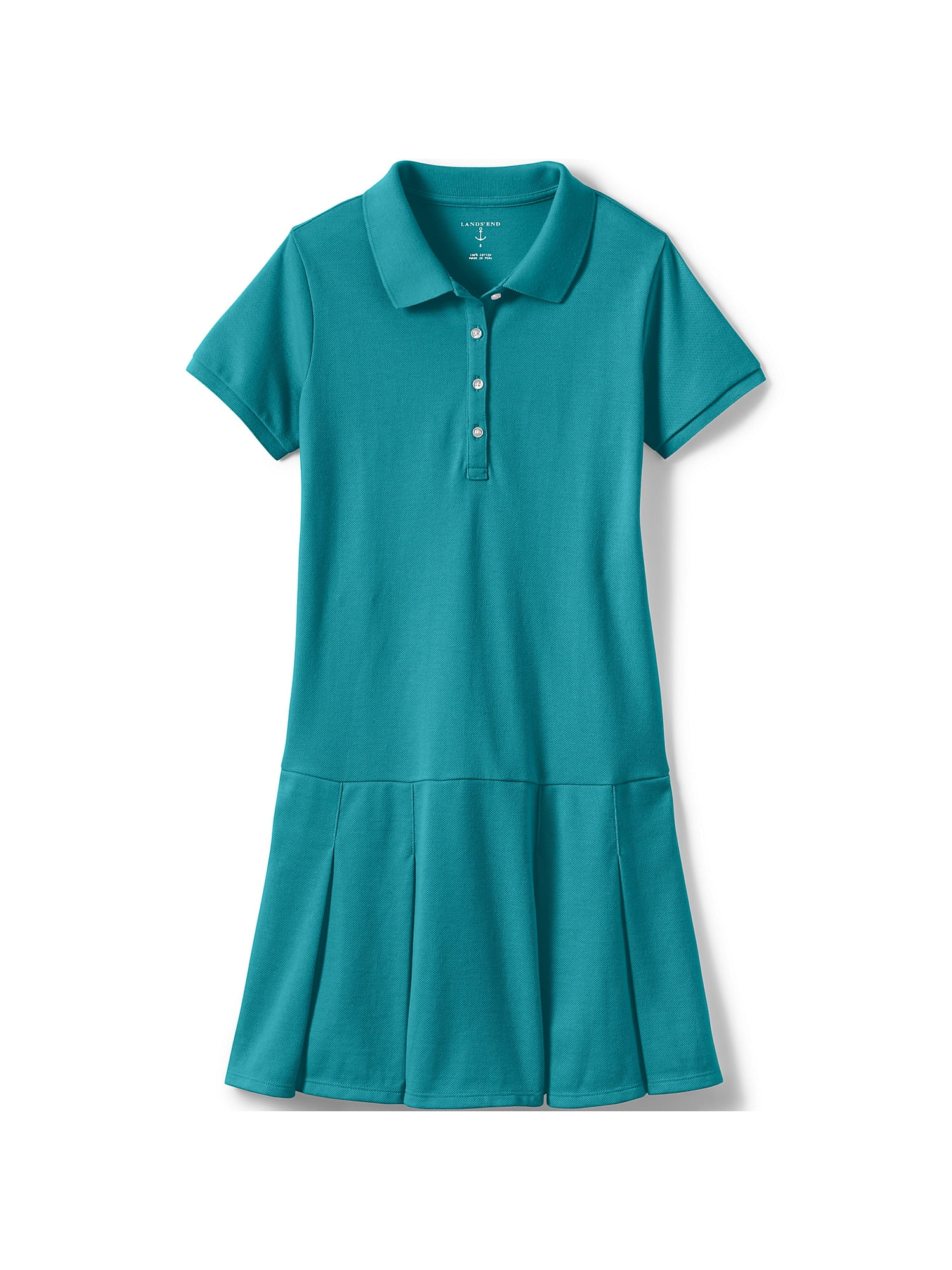Lands' End School Uniform Toddler Girls Short Sleeve Mesh Polo Dress At the Knee