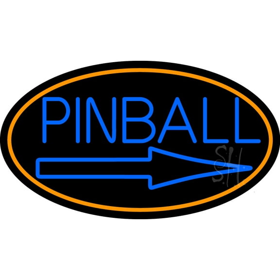 Pinball With Arrow 3 LED Neon Sign 13 x 24 - inches, Black Square Cut Acrylic Backing, with Dimmer - Bright and Premium built indoor LED Neon Sign for wall décor, arcarde, and storefront.