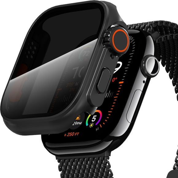 Funda de privacidad y protector de pantalla de vidrio templado para Apple Watch Series 10 de 46 mm, color negro