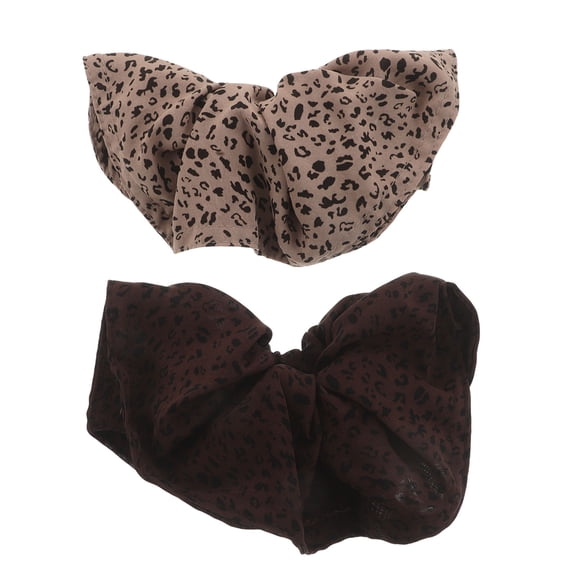 LOLIPPYY 2Pcs Leopard Print Hairbands Large Thick Elastic Hair Scrunchies Trendy Hair Accessories