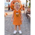 thumbnail image 4 of RUINIXCW Toddler Baby Girl Halloween Dress Outfit Infant Baby Girls Fall Clothes Sleeveless Pumpkin Embroidery Corduroy Tank Dress with Bow, 4 of 9