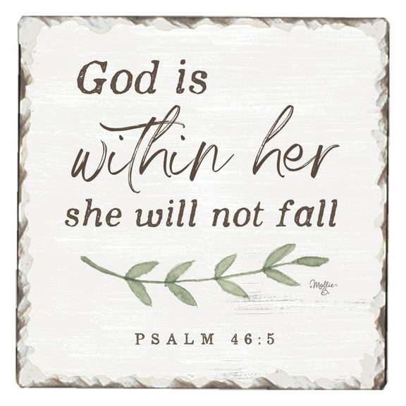 CounterArt "God is within Her" Single Inspirational Absorbent Stone Tumbled Tile Coaster 1 Pack