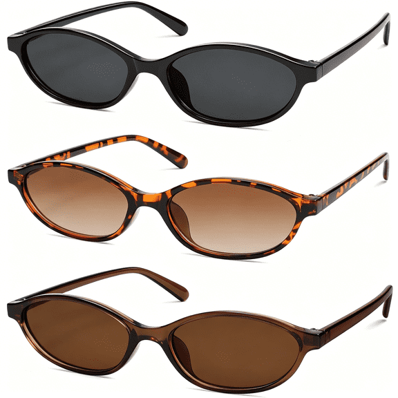 HBMYN Retro Oval Cat Eye Sunglasses for Women Y2K Trendy Narrow Sunnies Designer Sun Glasses
